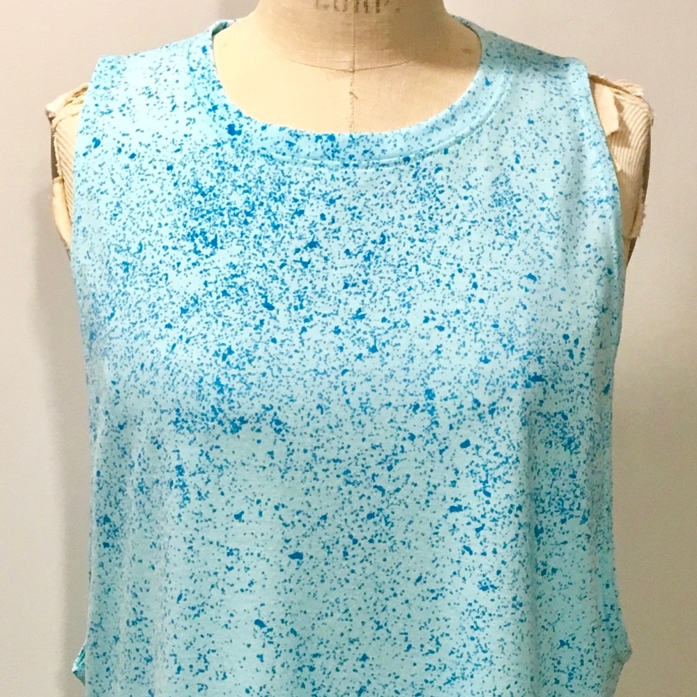 Adidas Womens Tank Top Blue Paint Splatter Workout